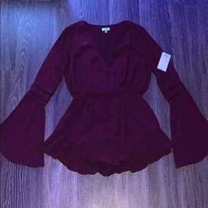Burgundy long sleeve romper